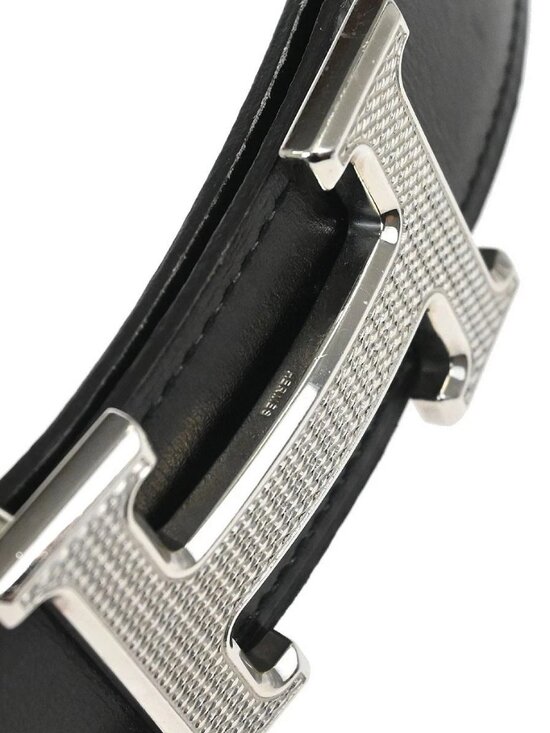 Hermes Black Box Calf Togo Constance Guilloche Reversible Belt main image 9
